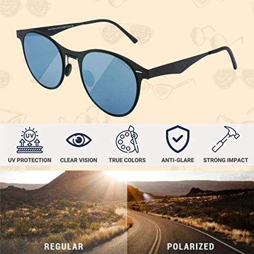 Ultra Thin Super Light Luxury Sunglasses with Metal Black Blue Mirror and Polarized UV400 Sunglasses4
