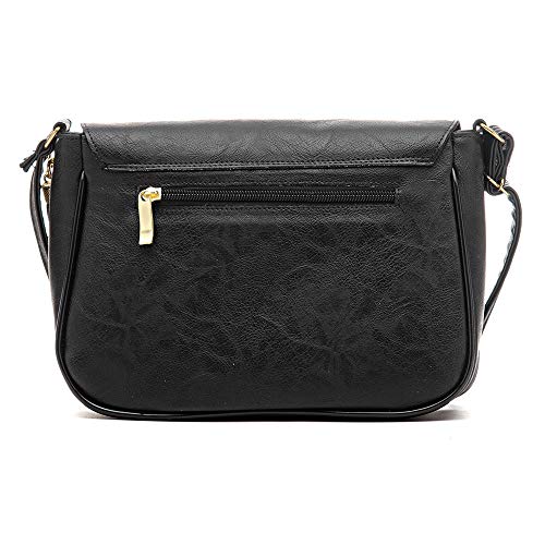 Kit De Bolsa transversal + Carteira Mandala Bordada Nova Delhi Alice Monteiro Cor:Preto