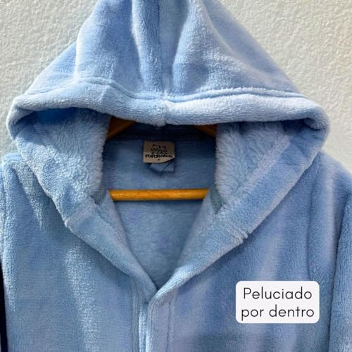 Roupão Fleece Pelucia Quentinho Infantil Juvenil Inverno (BR, Alfa, P, Regular, Padrão, Azul Claro 2