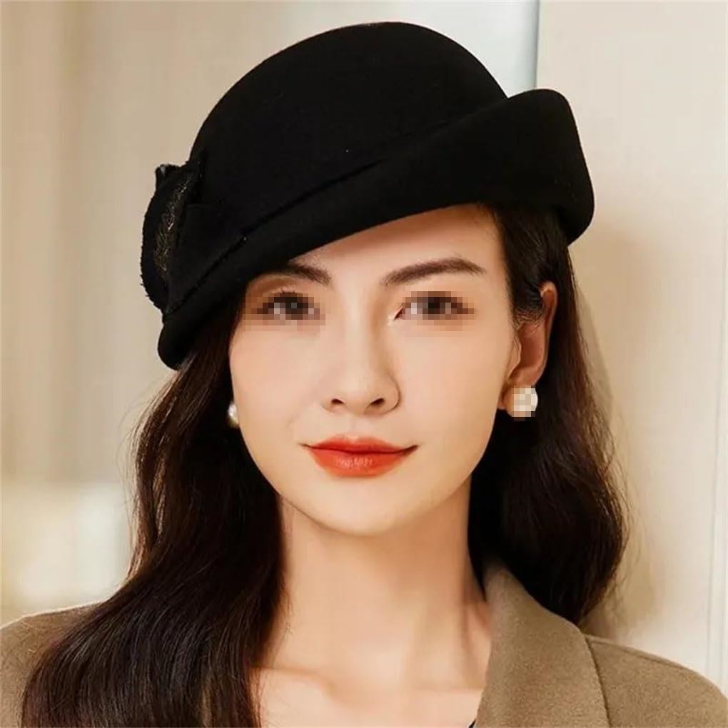 SaoBiiu Femminile Fiore Berretti Donna Irregolare Pillbox Cap Lana Fedoras Donna Party Feltro Cappelli