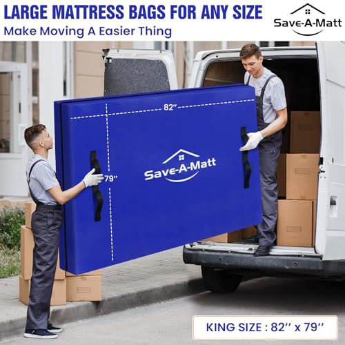Mattress Bags for Moving 2 Pack - Extra Thick & Durable Queen Mattress Cover for Moving - Reusable Waterproof Tarp Mattress Protector (82’’x79’’x15’’ King Size)