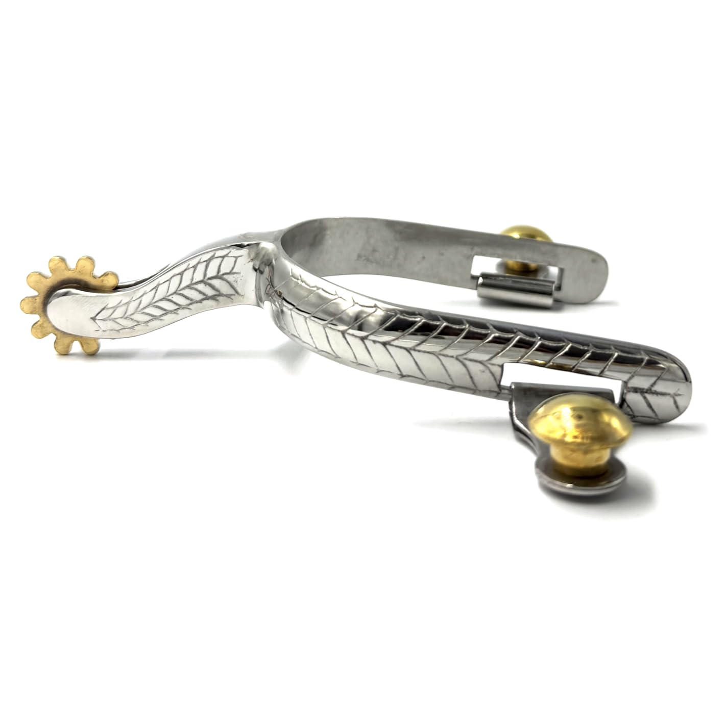 Equine Smile ES1004 Western Stainless Steel Spores with Sun Wheel Copper Rowel Braid Pattern Cowboy Riding Spores Horse Pores Rustproof Horse Boat Roper Spurs