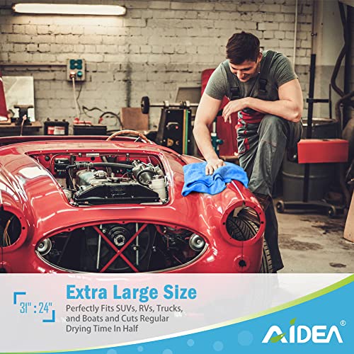 Aidea Professional Microfiber Drying Towel-2Pk, Premium Microfiber Towels, Scratch-Free, Strong Water Absorption Drying Towel For Cars, Suvs, Rvs, Trucks, And Boats Gifts(24 In. X 31 In.)-Blue #TOP5