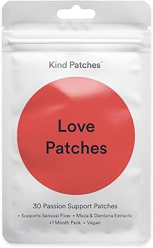 Kind Patches Love Patches | Libido Boosting Support | Botanical Plant-Based Formula with Maca Root, Ginseng & Ashwagandha | 30 Vegan Patches