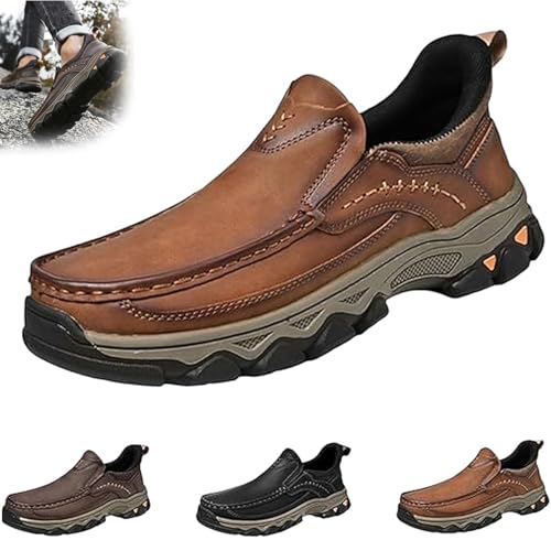 Enjerr Orthopedic Shoes Men, 2025 Hands-Free Arch Support, 2025 New Men'S Comfortable Casual Genuine Leather Slip on Loafers