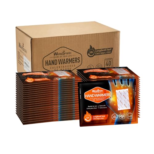 Hot Hand Warmers - 80 Count - Hand Warmers Disposable Single Use Air Activated Heat Packs for Hands, Toes and Body - Up to 12 Hours of Heat (40 Pairs)