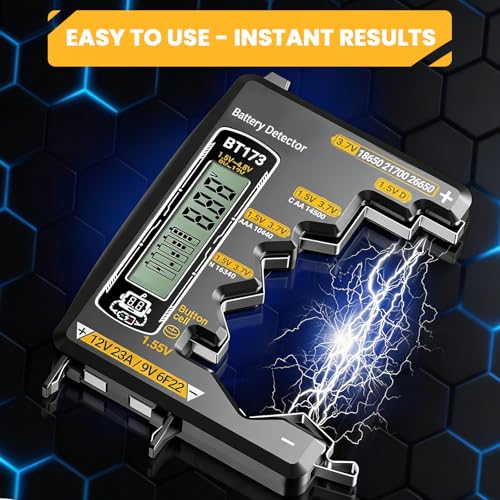 Image of Serplex LCD Battery Tester, Dual Range Digital Voltage & Capacity Detector Battery Capacity Meter Batteries Power Indicator for 1.5V /3.7V /9V 6F22 /12V 23A /AA /AAA /C /D Button & Lithium Batteries