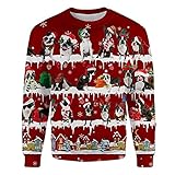 Boston Terrier Snow Christmas Ugly Christmas Sweatshirt Animal Dog Cat Sweater Unisex Graphic Long...