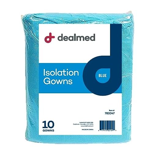 Dealmed Blue Isolation Gown – Disposable Medical Gowns, Latex-Free, Perfect for Hospitals, Medical Facilities, and Physicians’ Offices (Pack of 10)