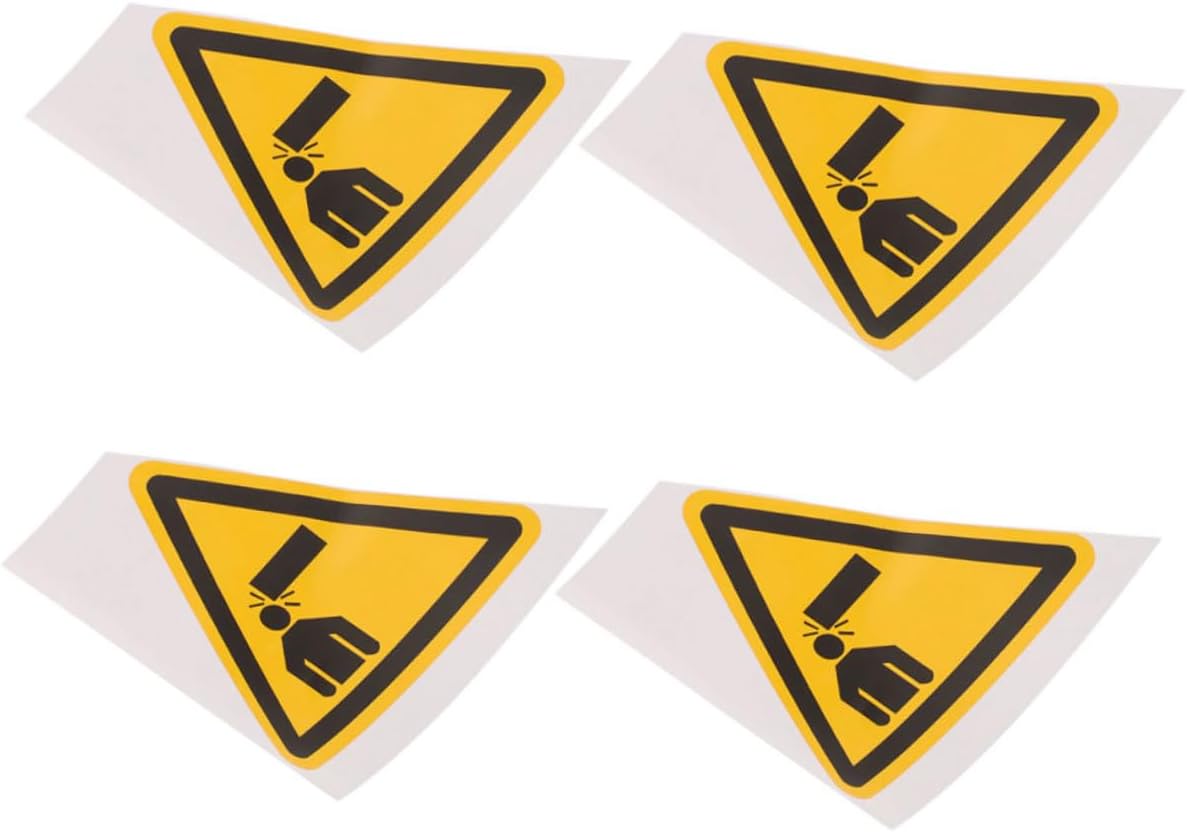 Alipis 4pcs Caution Sign Stickers Triangle Safety Decals for Machine Tools Weather Resistant Watch Your Warning for Industrial Environments Injury Prevention and Safety Reminder