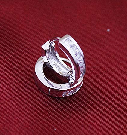 Small Cubic Zirconia Hoop Earrings,Sterling Silver Plated Rhinestones Crystal Hoops Earrings #TOP7