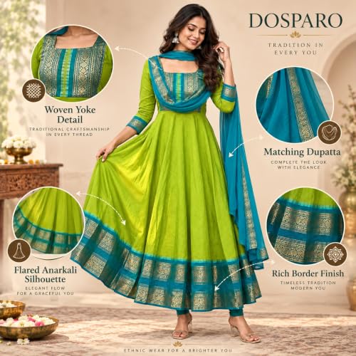 Image of Elegant Zari Jacquard Weaving Gown with Lace Border Dupatta - Traditional Indian Ethnic Wear for Weddings, Festivals, and Special Occasions