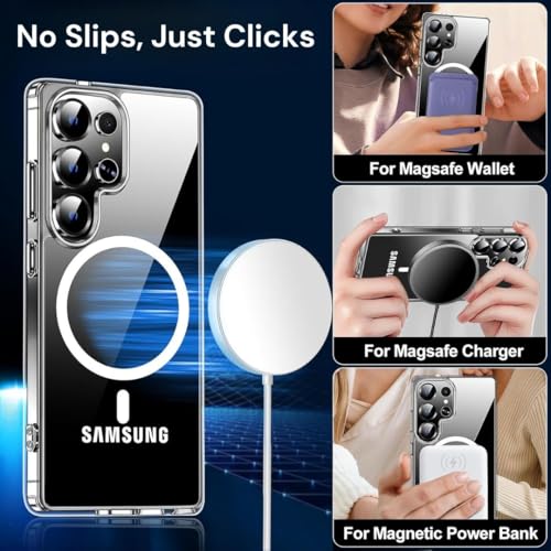 Image of Back Cover Case + Screen Protector for Samsung Galaxy S23 Ultra 5G | Mag-Safe Compatible | Transparent Mobile Phone Cover for Samsung Galaxy S 23 Ultra | S 23 Ultra 5G TPU Transparent Case