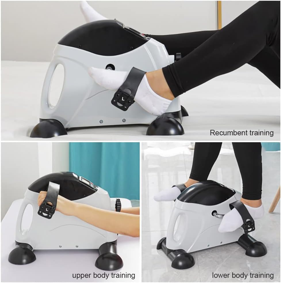 Home Pedal Exerciser Under met LCD-schermen, compacte hometrainer onder bureaufiets Pedaaltrainer, arm- en beenrevalidatiemachine - Afbeelding 6