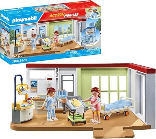PLAYMOBIL Action Heroes 71616 Entbindungsstation, zu über 80 % aus recycelten und biobasierten Materialien, detailreiche...