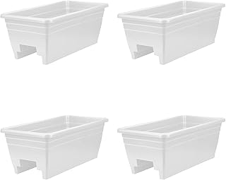HC Companies 24 inches Deck Rail Box Planter with Easy Drainage Holes, M...