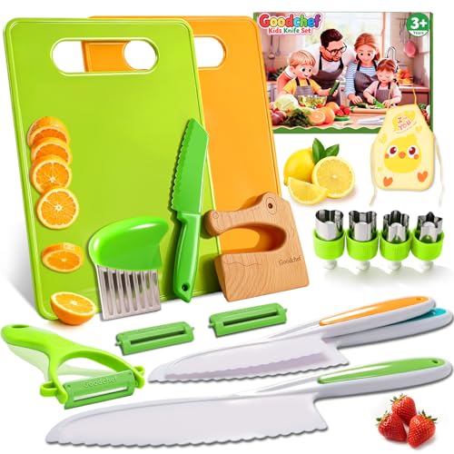 Goodchef Toddler Knife Set 16 PCS Kids Knife Set for Real Cooking