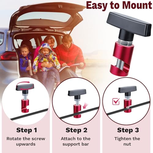 Image of ecocstm 2 PCS Car Hood Prop Struts Clamp, Hood Strut Clamp, Car Hood Holder | Lift Support Retaining Clip, 0.43 Inch Hood Lift Support Clip for Car, Automotive Tools for Tailgate Hatch Car Trunk (Red)