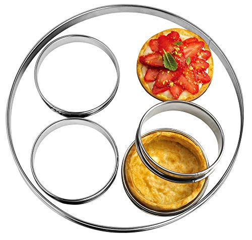 NewlineNY Stainless Steel 5 Pcs double rolled edges Circular Round Tart Rings, Molding, Plating, Set of 5 : 1 x (28cm 11