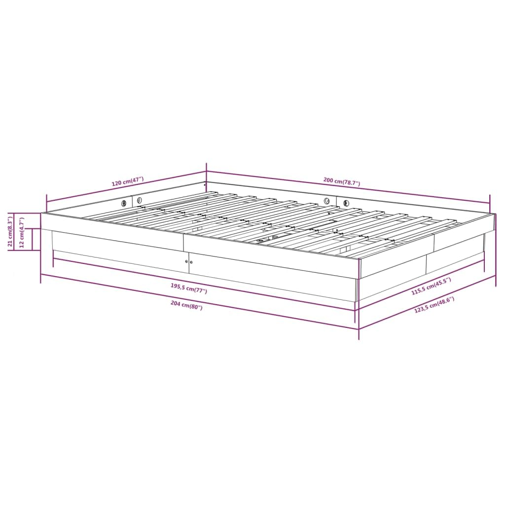 Estructura de Cama de Madera Maciza Pino 120x200 cm con cabecero rústico Soporte para colchón Dormitorio Descanso hogar