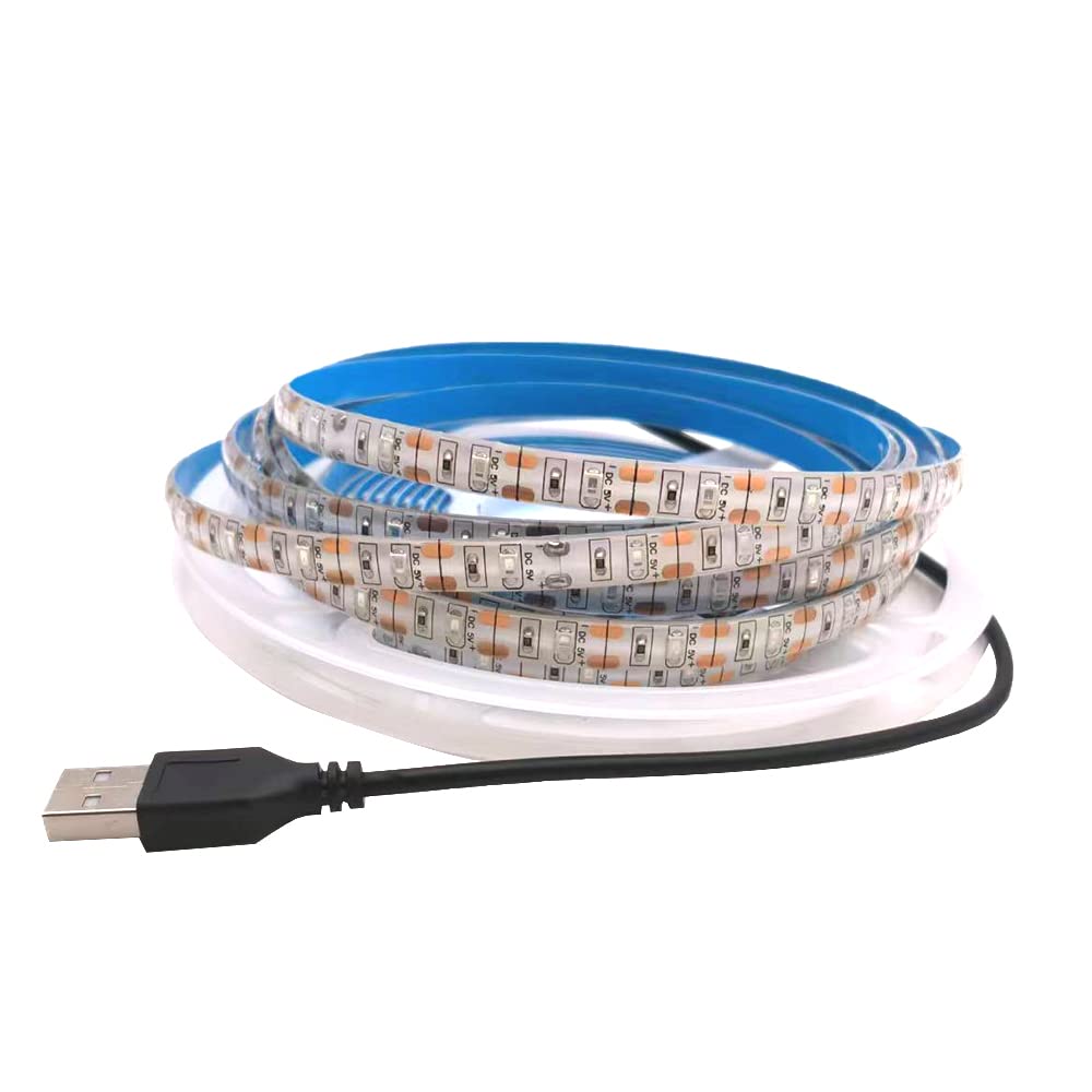 Vrabocry LED Light Strip USB Powered 2m/6.6ft 5V 60 SMD/m 2835 LEDs 395nm-405nm Ultraviolet Blacklight for Fluorescent, 3D Print Curing, Computer Case