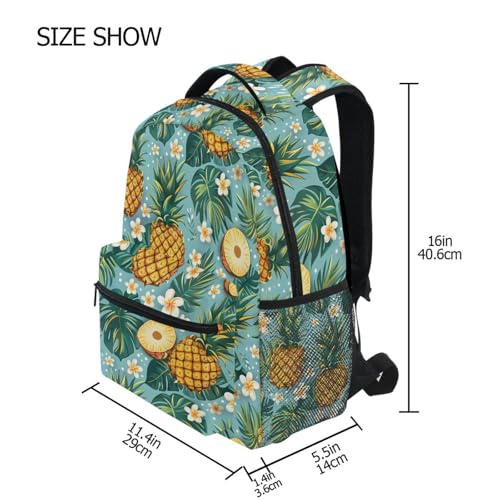 Blue Pineapple Tropical Leaves Backpack for School Boys Girls Adults Kids Bookbag Laptop Bag 18L4