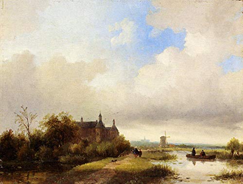 Peinture à l'huile Jan Jacob Coenraad Spohler paysage Haarlem 04