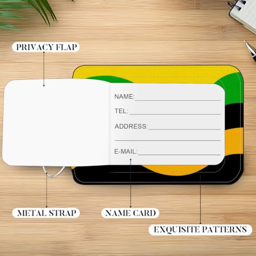 Image of Abstract Wave Luggage Tags 2 Pack, PU Leather Privacy Flap