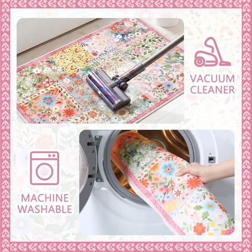 Tapete decorativo floral acolchado 2x3 pies rosa miniatura 6