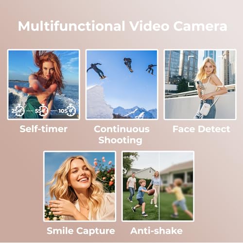 Videokamera 1080P, 48MP Camcorder 18X Digitalzoom Vlogging Camera für YouTube mit LED-Fülllicht, 3 270° drehbarer Bildschirm Webcam Camcorder mit 32GB Karte & Akku