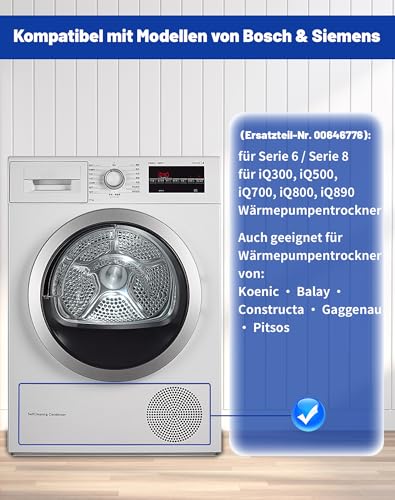 Wartungsklappe Trockner passend für Bosch Siemens Serie 6 / Serie 8 / MAXX7 IQ300 IQ500 IQ700 IQ800 Wärmepumpentrockner – Ersatzteil wie 00646776 646776 Serviceklappe für Wäschetrockner