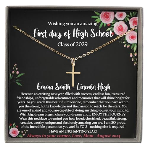 Be Wished Personalized First Day of Freshman Year Gift, Starting High School Present with Meaningful Message and Jewelry, Ready To Give Necklace with Poem