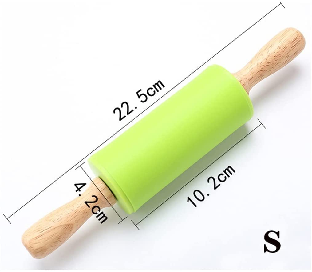 39 * 5 cm Wałek Silikonowy Nieprzywierający Drewniany Uchwyt Ciasto Ciasto Mąka Wałek Narzędzie do pieczenia w kuchni (Kolor: Pomarańczowy Rozmiar: L:38,5 cm x 5 cm) (Kolor: Czerwony, Rozmiar: L:38,