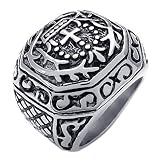 KONOV Heavy Wide Large Stainless Steel Vintage Cross Biker Mens Ring - Size 13