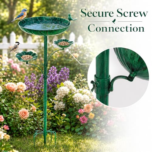 Image of Metal Bird Bath for Outside, Triple Birdbath Feeder Bowl for Outdoor
