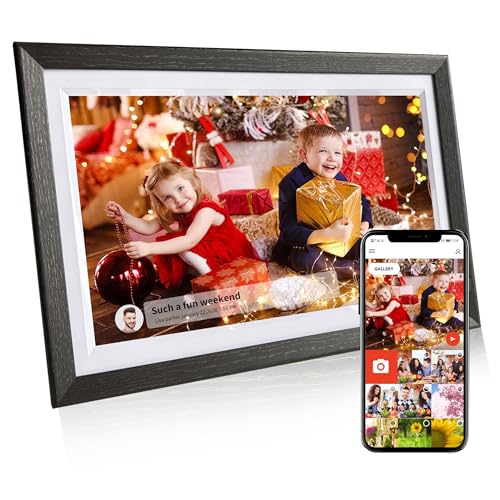 Tibuta Cadre Photo numérique Wi-FI de 15,6 ', écran Tactile IPS, 1366 x 768, Noyer 32G, partagez...