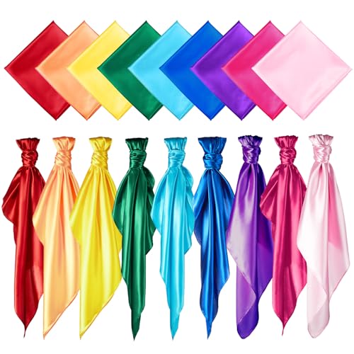 Geyoga 9 Pcs Fabric Play Scarves Rainbow Play Dance Scarves Creative Pretend Juggling Dress 35 x 35 Inch(Classic Colors)