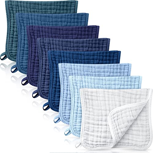 Image of Remagr 8 Packs Muslin Burp Cloths 6 Layers Unisex Baby Items Absorbent Burp Rags Colorful Muslin Washcloths for Baby Plain Soft Cotton Cloth for Babies Girls Boys, 10 x 20 Inch (Fresh Colors)