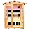 KUNSANA Far Infrared Sauna Room for 2 Persons Low EMF Home Indoor/Outdoor Saunas Canadian Premium Hemlock Wood-Sweating Detox-Colored Light Spectrum-LCD Display-Bluetooth