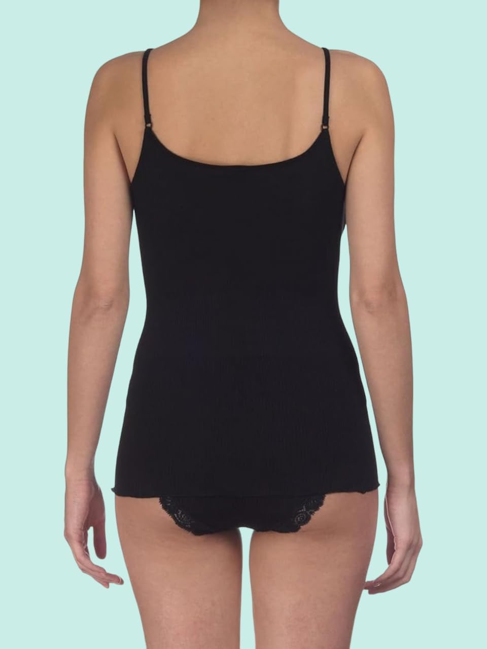 Oscalito Women's Lettuce Edge Ribbed Wool & Silk Scoop Neck Camisole Top 3440R