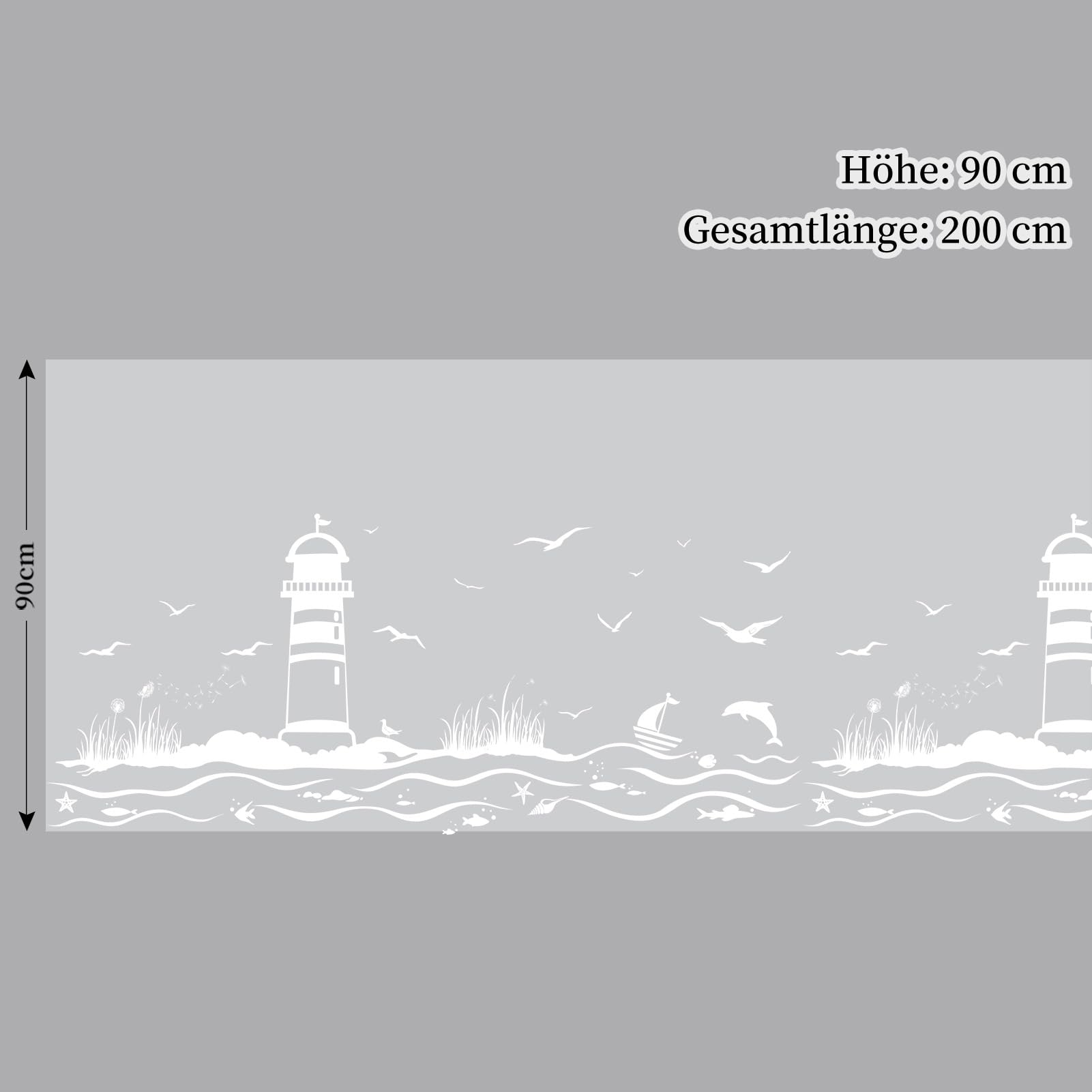 dktie Film opaque pour fenêtre - Blanc (phare et océan 02 version agrandie, 90 x 200 cm)