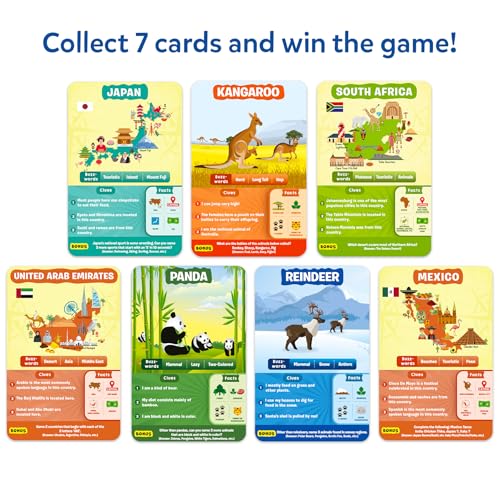 Image of Skillmatics Guess in 10 Animals & Countries Combo, Perfect for Boys, Girls, Kids & Families Who Love Card Games, Educational Toys, Travel Games, Trivia, Gifts for Ages 6, 7, 8, 9, 10 & Up