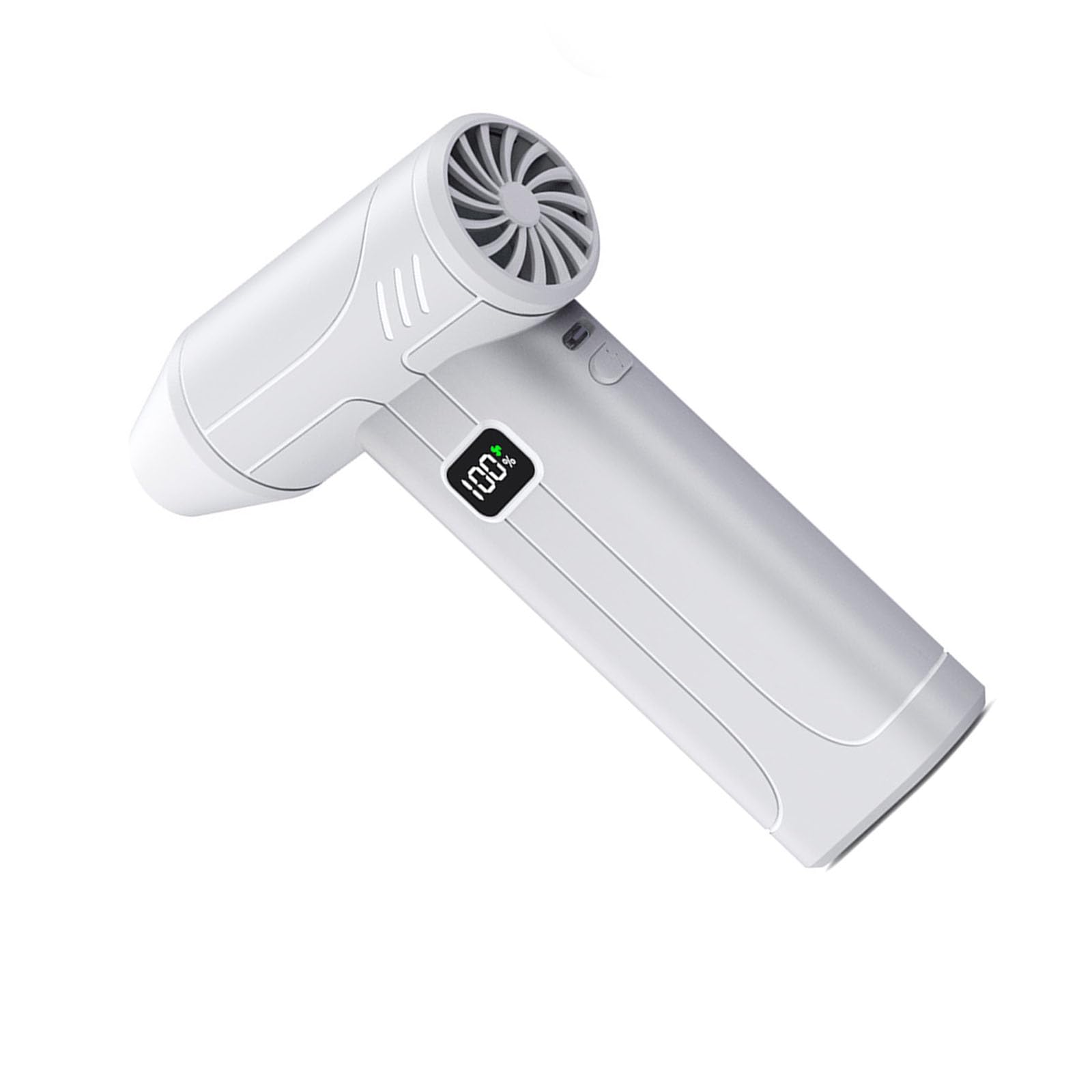 Kieteiik White Usb C Fast Charges Rechargeable Handheld Fan 100000Rpm With Turbos Mode 5 Adjustable Gears And Led Light Completed Motor Handheld Fan