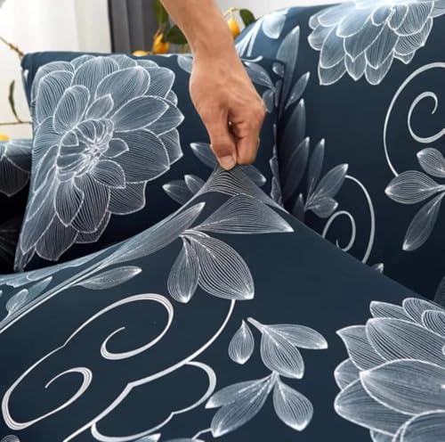 Image of HK 3 Seater Universal Elastic Sofa Cover | 360 Fully Covered Anti-Slip Washable Couch Cover Protector | 140 GSM Stretch Fit Polyester + Spandex Slipcover (180-230cm /SC-006-03)