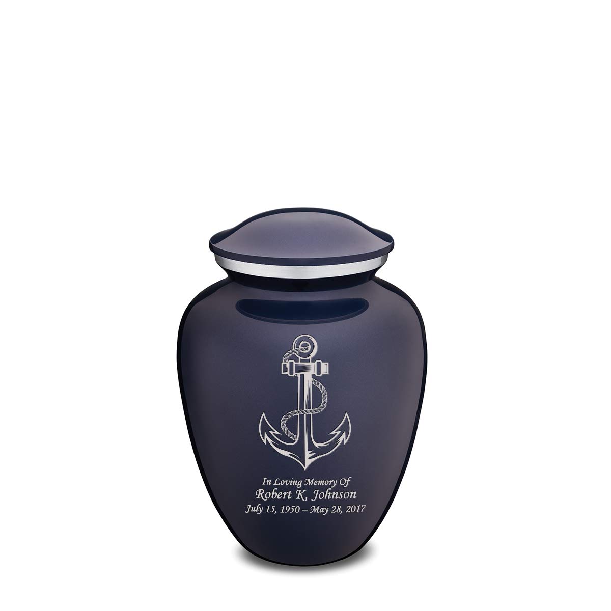 Geturns - Small Personalized Anchor Cremation Urns for Human Ashes I Cobalt Blue Funeral Urn for Men and Women I 44 lbs