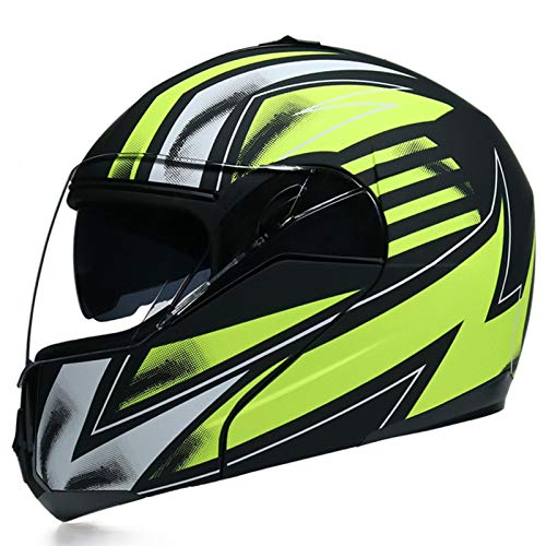 ZLYJ Casco Moto Modular ECE Homologado Casco de Moto Integral Scooter para Mujer Hombre Adultos con Doble Visera Negro Mate G,XL