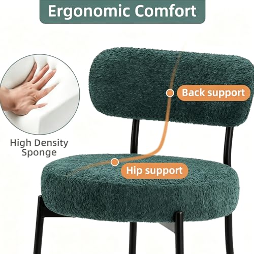 Image of Bar Stools, 30 inch Tall Bar Stools Set of 4, Boucle Upholstered Counter Height Bar Stools, Modern Bar Chairs Metal Frame with Back and Footrest for Kitchen Island,Green Barstools