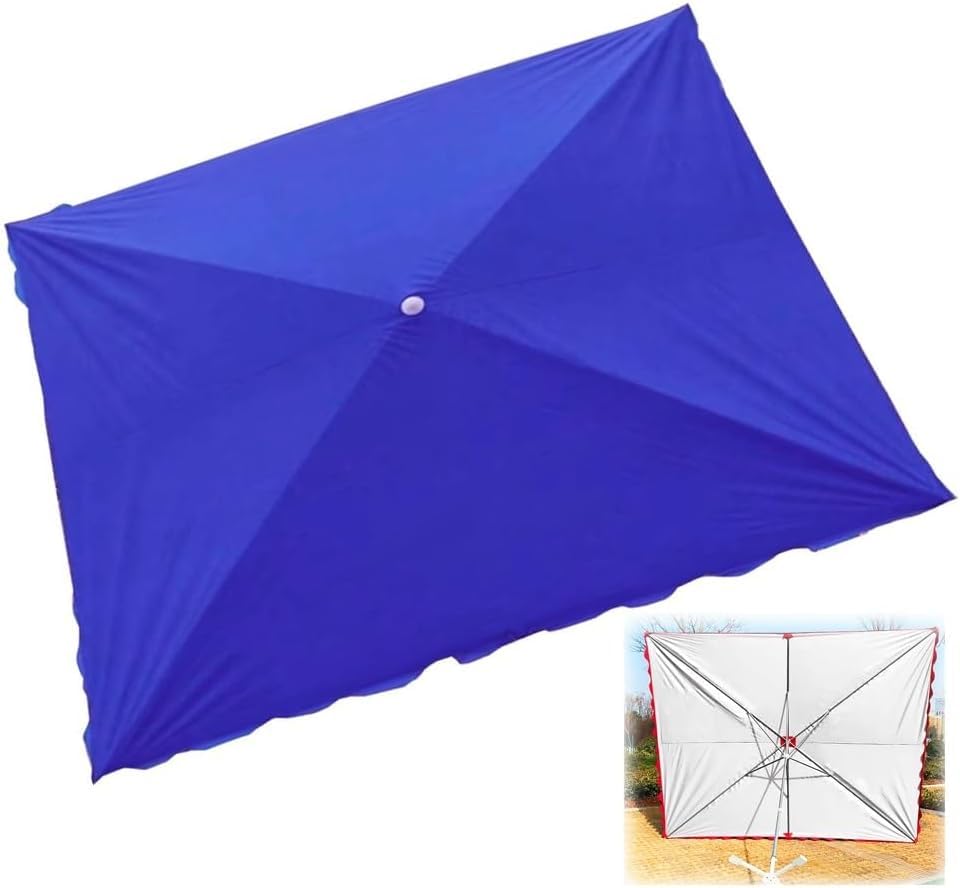 Ersatz-Sonnenschirm, rechteckig, 6 & 4 Rippen, UV-beständiger Stoff, Blau, 200 x 150 cm