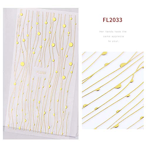 Bornbeauty 10 Sheets Gold Silver Black 3D Metallic Nail Stickers For Women,Metallic Chains Line Wave Point Stars Nail Stickers Curve Stripe Lines Adhesive Striping Tape Nail Design (#1) #TOP6