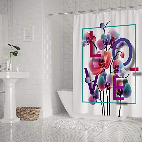 Rideau de douche orchidées 165x183 cm en tissu polyester imperméable - 3